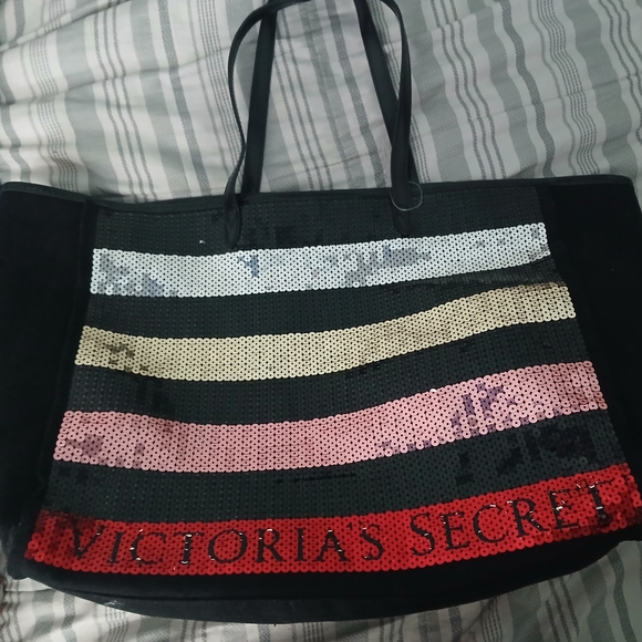 Victoria's Secret Handbags - Victoria's Secret Black and Multicolor Sequin Shoulder Bag